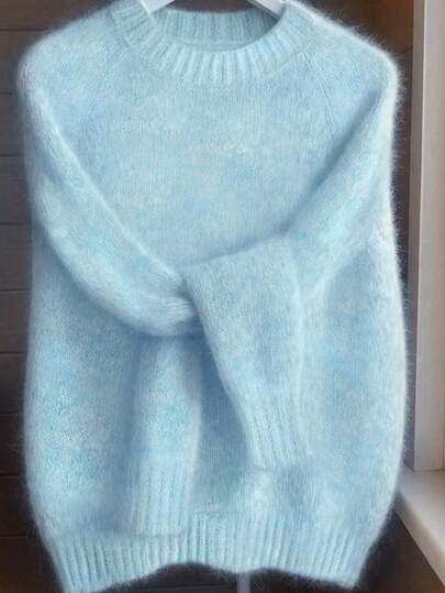 Women's Mohair Sweater - French Raglan Sleeve, Relaxed Fit, Soft & Comfortable, Suitable For Autumn/Winter, Great Christmas/Birthday Gift