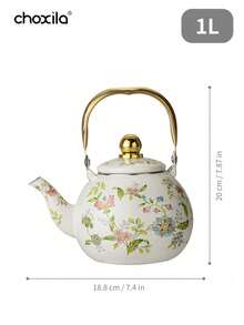 choxila 1pc Enamel Kettle, Large Capacity Kettle, Suitable For Gas Stove And Induction Cooktop, Universal - Floral Enamel Pot - View 17