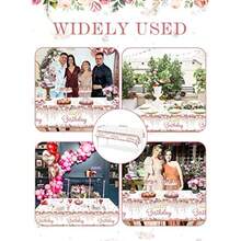 3 Pieces Happy Birthday Tablecloth Party Decorations Large Size 54 X 108 Inch Rectangular Plastic Birthday Table Cover Pink Rose Gold Birthday Tablecloth For Women Girls - Vàng hồng - Xem 3