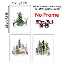 3 pièces Impressions sur canevas de Noël, Forêt d'hiver, Art de cabane de renne, Décoration murale thème mode, Œuvre d'art de vacances pour la maison, Décoration de Noël, Art mural sur canevas, Affiches pour la chambre, Décoration de la maison, Décoration de chambre esthétique, Accessoires de décoration de chambre. Cadre en option, Décoration de chambre.