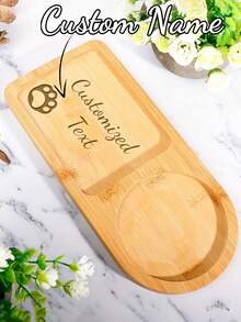 1个可定制木质茶盘，圣诞礼物，乡村风格小吃拼盘，可选花卉、熊掌和情侣图案，适用于家庭厨房、酒店餐厅、咖啡馆展示、家居装饰、咖啡馆甜点、下午茶等场合。 - 多色 - 查看 3