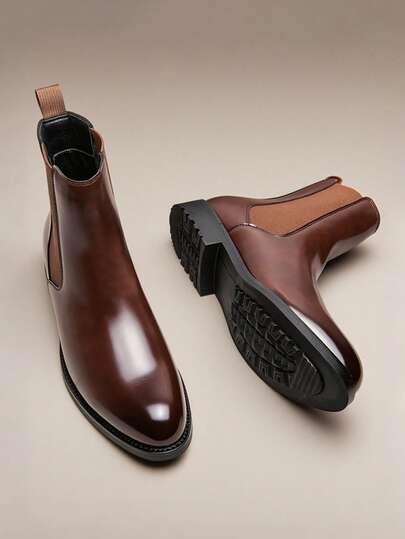 Botas Chelsea de diseñador retro para hombres, de punta puntiaguda, de lujo, de media caña, de cuero liso, suaves, para caballeros, para vestir, para la oficina, para fiestas, para uso casual, para citas de pareja, cenas románticas, regalos festivos, vuelta al cole, zapatos de estilo universitario. Por favor, elija un número de talla talla grande grande.