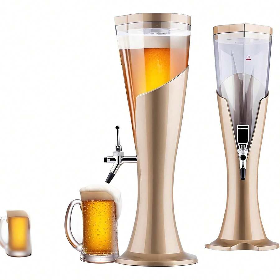 Beer Tower 3L/100oz Beverage Dispenser With Fluent Spigot & Ice Tube,Margarita Tower, Mimosa Tower, Tabletop Liquor Drink Dispenser For Parties, Bars, Pubs, Restaurants - 1 - View 1
