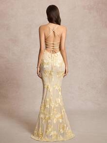 [Random Floral Cut] Women's Sleeveless Backless Adjustable Criss-Cross ...