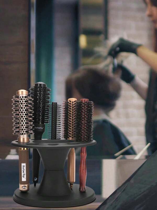 Professional Salon-Quality Round Hair Brush Organizer - Durable Plastic Styling Tool Holder With Multiple Compartments For Brushes, Combs & Accessories, Ideal For Home And Salon Use