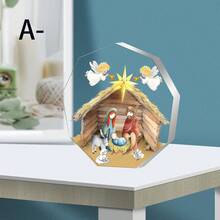 1 Acrylic Nativity Scene Desktop Sign - The Birth Story Of The Angel And The Lamb - Home Chapel Decoration, No Electricity Needed, Suitable For Easter, Birthdays, And Home Use - Ornaments - View 2