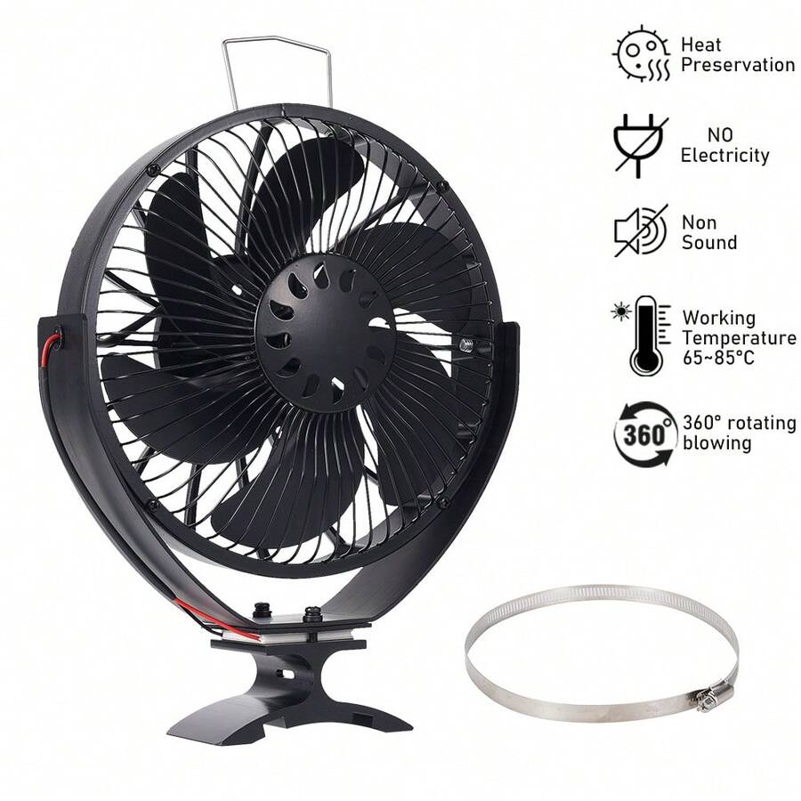 6叶片壁挂式立式壁炉风扇热能炉灶风扇带保护罩隔热罩静音 - 10.5x5.5x25cm - 查看 1