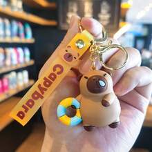 Cartoon Cute Capybara Keychain PVC Creative Doll School Bag Pendant Car Key Ring Small Gift
