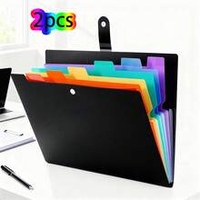 1pc/2pcs Multifunctional File Folder, A4 Size, 7 Pockets, Expandable, With Labels, Suitable For School, Office, Home Document Storage - Black - View 11