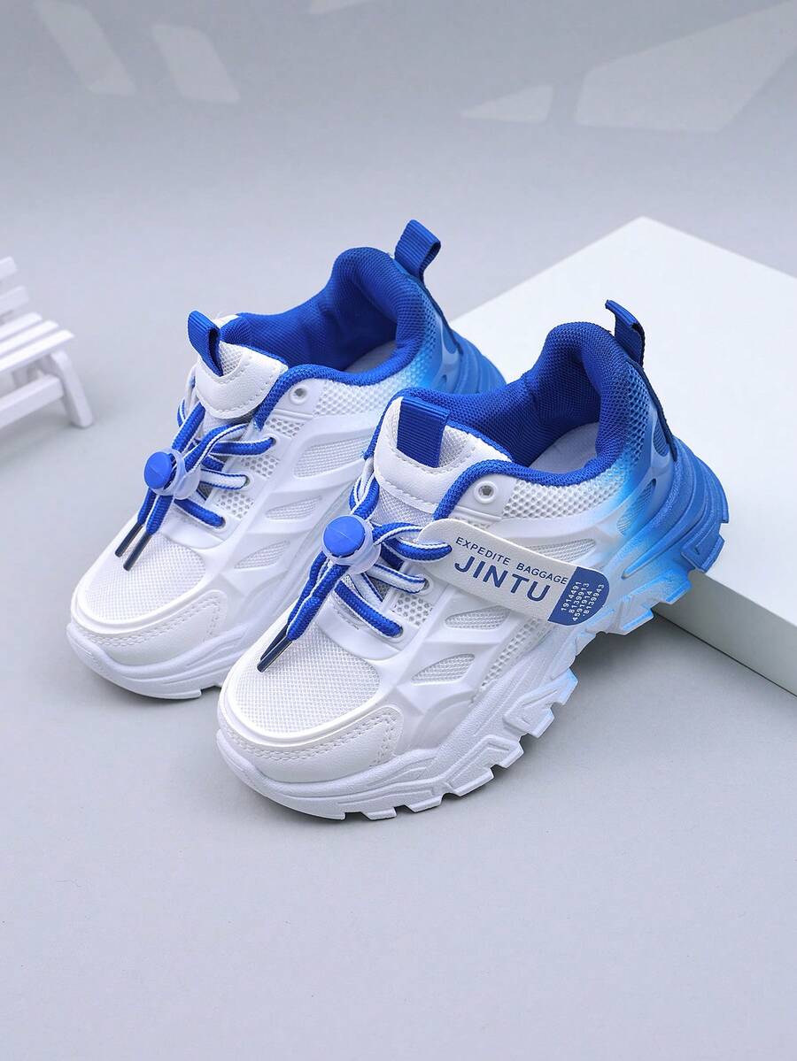 Kids' Summer Sports Sneakers, Girls' Breathable Mesh Casual Chunky Sneakers, Comfortable Running Shoes For School, Middle & Big Children - Blue and White - View 1