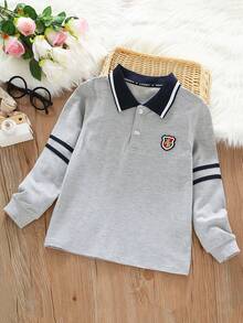 男童Polo衫，英伦风，宽松版型，长袖T恤，休闲上衣，时尚春秋新品