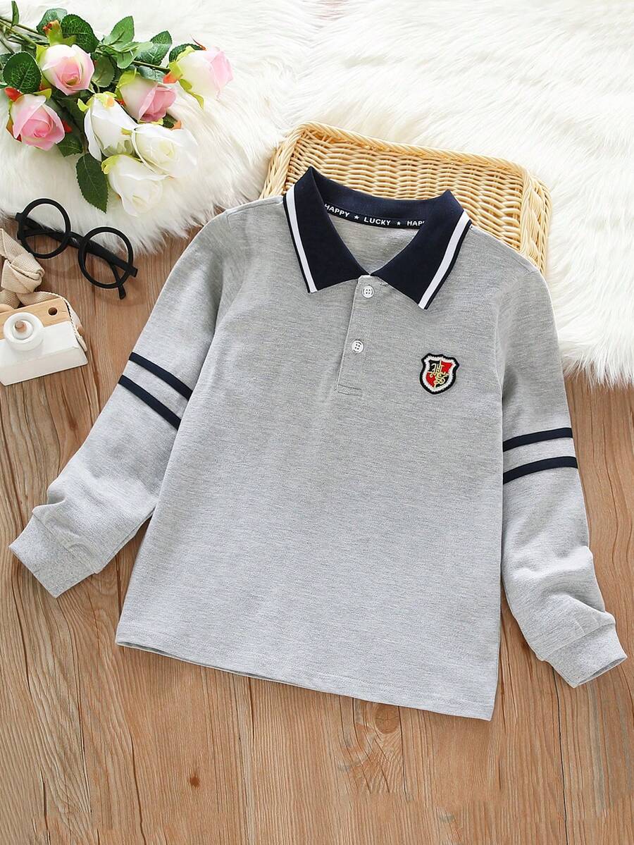 男童Polo衫，英伦风，宽松版型，长袖T恤，休闲上衣，时尚春秋新品