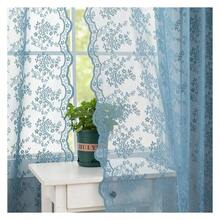 Blue Lace Curtains 96 Inches Long 2 Panels Vintage Farmhouse Scalloped Edge Semi Sheer Embroidered Curtains For Girls BoyLiving Room Nautical Decor Provide Privacy 8FT 52x96 Stone Blue - 多色638 - 查看 3