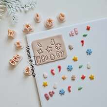 Christmas Series Jewelry Making Kits, Embossed Bookshelf Polymer Clay Cutters For Earrings & Jewelry Making, Debossing Tree Gift Box House With Snowman Star Leaf Gingerbread Man Crutch Snowflake Pattern Clay Molds For Pendant & Necklace Maker, Gift For Book Lovers, Book Earrings