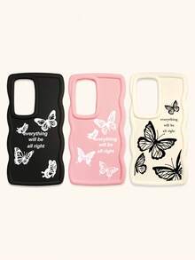 Luxury Butterfly Fashion Phone Cases Butterfly Print Matte Wave Edge 3pcs Creative Soft Case Compatible With IPhone & Galaxy Phones Spring Gift Birthday - Multicolor - View 17