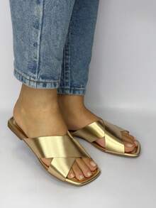 Women's Flat Sandal With Crossed Strap X Modern - Gold - View 7