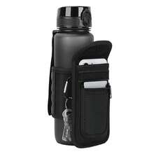 Soporte magnético para botella de agua de fitness, se adhiere instantáneamente a equipos metálicos, se adapta a botellas de 18-40 onzas, accesorio de gimnasio unisex con bolsillo para teléfono y llavero - Negro - Ver 7