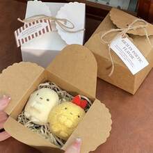 10pcs INS Style Solid White & Brown Kraft Paper Square Double-Insert Gift Boxes, Packaging Boxes, DIY Doll Gift Boxes, Candy Boxes With Hemp Rope, Suitable For Weddings, Bridal Showers, Birthdays, Christmas, New Year And Party Gift Wrapping - Multicolor - View 9