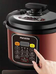 Olla a presión eléctrica multifunción Melaide de 5L, 1000W de alta potencia, funciones preestablecidas, mantener caliente con un solo toque, temporizador de 24 horas, pantalla LED, carcasa de metal, olla interior de aluminio, revestimiento antiadherente, ideal para uso doméstico - Enchufe EU Tipo E(220-240V) - Ver 1