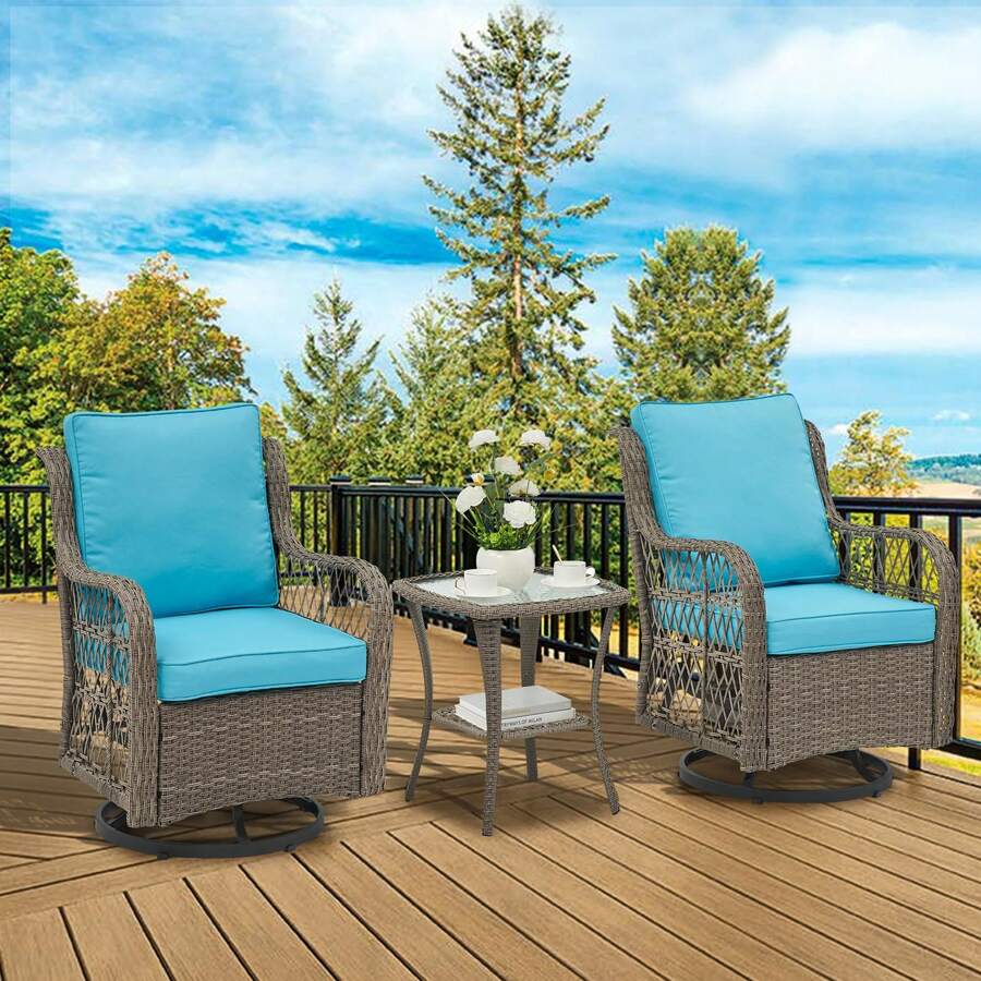 Outdoor Table & Chair Sets - Gray + Light Blue - View 1
