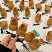 10pcs Cute Capybara Cartoon Hair Plush Clips Set - Elegant & Playful PVC Barrettes For Women, Perfect For Casual Attire, Three-Dimensional Headband, Spring Clip, Hair Accessories - 彩色 - 查看 1