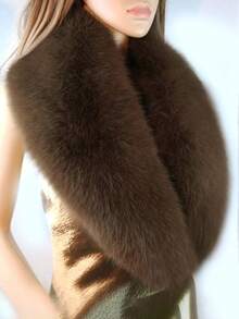 1 pieza Elegante chal forrado de piel sintética - Suave y cómodo, diseño original, hecho a mano, piel sintética, capa cálida, vestido de novia, accesorio de invierno para mujer, regalo navideño