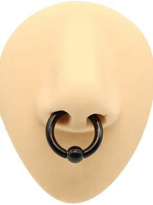 1 sztuka, nowy, gotycki, czarny, chirurgiczny pierścień ze stali nierdzewnej, pierścień do przekłucia przegrody nosowej, kolczyk do nosa, hip-hopowe kulki sprężynowe, okrągły sztanga dla kobiet i mężczyzn, seksowny pierścień BCR Piercing PA, super biżuteria do ciała, ekspander do uszu Helix, 12G-00G- 0,48 cala, duży rozmiar