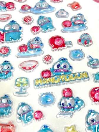 Pegatina decorativa de relieve 3D de acrílico, perro de canela, pez payaso, vaso de agua, material de resina epoxi (algunos estilos pueden tener variaciones de color aleatorias)