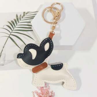 Lindo y de moda accesorio de cuero PU con diseño de bulldog francés en estilo kawaii para mujer - llavero, colgante para mochila, bolso, decoración de ropa. Regalo de cumpleaños, Navidad, Año Nuevo para hermana/hermano/madre/hija/novia/mejor amiga/mejores amigos