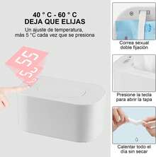 Calentador de toallitas y dispensador para bebé, calentador de toallitas portátil con dispensador universal, toallitas con calefacción a temperatura cómoda, para bebé en casa/viaje, carga USB, decoraciones familiares y regalos para baby shower,Blanco - Blanco - Ver 3