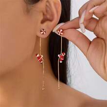 1 Pair Creative Climbing Santa Claus Earrings