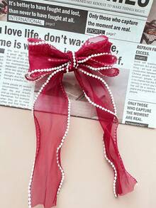 1/4 件珍珠发饰 细节蝴蝶结装饰 发夹 优雅配饰