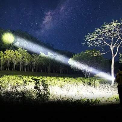 55000流明高功率LED手电筒，C型可充电，远射3000米，防水，户外露营钓鱼灯，紧凑便携，适用于户外露营、徒步旅行和应急照明