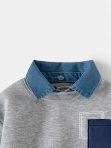 男童保暖内衬卫衣，新款韩版秋冬保暖套头衫