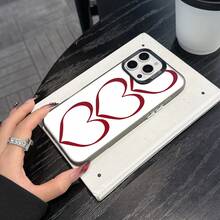 Colorful Silver Apple Phone Case Elegant Red Heart Cell Phone Shell Design - Perfect For Valentines Day Or Anytime Love Compatible With  11 To  17 Models The Cases Lens Protection Function Ensures The Camera Remains Undamaged During Shooting, Guaranteeing Image Quality - 黑色 - View 5
