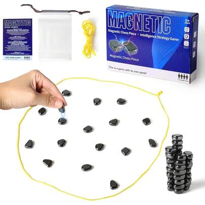 EstiloJuego De Ajedrez MagnéTico Con Piedras Y Cuerda, Juego De Ajedrez Con ImáN, Juego De Estrategia De Rompecabezas Para Familia, Juegos De Fiesta Para NiñOs Y Adultos VersióN Mejorada