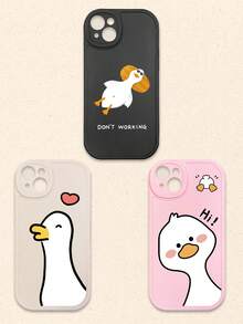 3个可爱卡通鸭子图案软硅胶手机壳，兼容和Galaxy智能手机 - 彩色 - 查看 12