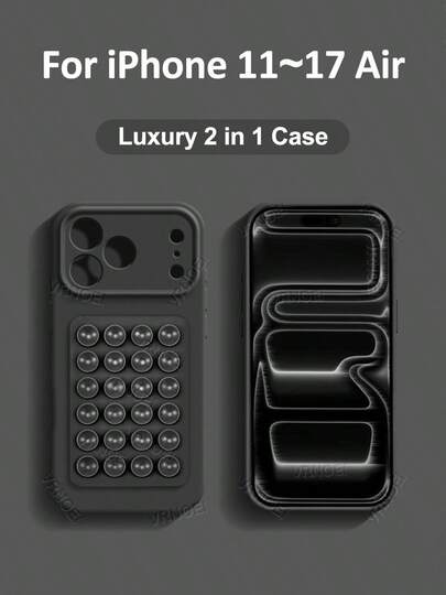 VOUVI Étui de protection en silicone avec ventouse compatible avec 17, 14, 12, 11, 13, 15, 16 Pro Max, 16, 15, 14 Plus, 16 E, 17 Air. Couleur unie, design d'affaires minimaliste et de luxe, accessoires de téléphone antichoc.