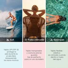 Traje de baño para mujeres, traje de baño de 2 piezas de manga larga para mujeres, traje de baño de playa, fiesta de surf, natación en piscina, traje de baño completo para mujeres - Flor verde - Ver 5