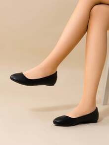 Women's Slip On Ballerina Casual Comfortable Walking Ladies Flats Shoes - Black - View 7