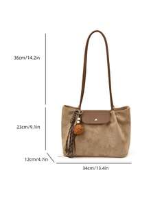 2025 New Large Capacity Suede Tote Bag, Versatile Minimalist Shoulder Bag, Casual Office Commute Handbag