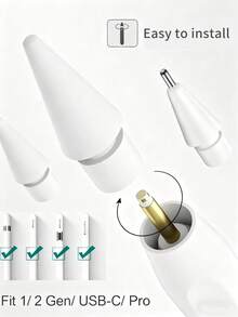 升级版 6 支装 Apple Pencil 笔尖替换装，带透明收纳盒，不易磨损，笔尖纤细精准，金属材质，兼容 Apple Pencil 第一代/第二代/USB-C/iPad Pro Pencil