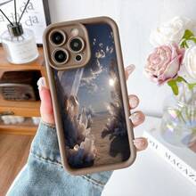 Funda para telefono con borde protector color gris oscuro diseño de cristales en desierto paisaje surrealista con sol brillante y nubes adecuada para uso diario y viajes - Blanco - Ver 5