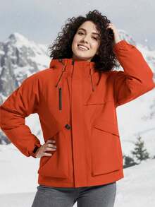 Women's Outdoor Waterproof Hooded Jacket - Warm Windproof Softshell Cargo Coat