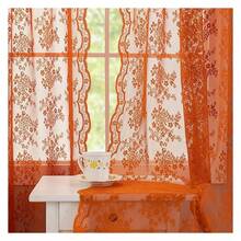 Lace Terracotta Curtains 96 Inches Long 2 Panels Rust Bay Window Curtains For Bedroom Restroom Rod Pocket Light Filtering Fall Curtains For Living Room 8 FT Farmhouse Boho Decor 52Wx96L Terracotta - Multicolor 621 - View 1