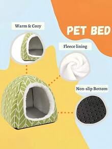 1pc Comfortable Polyester Guinea Pig Hideaway Bed - Small Pet Cave, Suitable For Rabbits, Hedgehogs, Ferrets, And Small Animals - Indoor Rabbit Hutch Accessory - Green - View 5