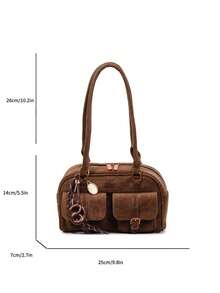 Die braune Version ist eine stilvolle, klassische und vielseitige Tasche aus Wildleder, mit mehreren Taschen, einer Schultasche, einer Umhängetasche, Anhängerdekoration, geeignet für Reisen, Einkaufen, Pendeln, Partys, Dates und Silvester-Outfits.