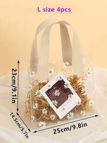 4 bolsas de regalo de PVC transparente con estampado de margaritas lindas, reutilizables y estéticas para obsequios de fiesta