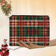 6 piezas, Bolsa de maquillaje con estampado a cuadros rojos de Navidad de doble cara y bolsa de cosméticos con cremallera y bolsa de aseo - Estilo bohemio académico, bolsa de medicina reutilizable con flores de copo de nieve, bolsa de almacenamiento para bolígrafos, bolsa de almacenamiento para viajes y maquillaje - Para la escuela, la decoración del hogar de verano, la bolsa de aperitivos de 9 "x 6" Bolsa de maquillaje, neceser de maquillaje, bolsa de cosméticos, bolsa de aseo, artículos esenciales para viajes, artículos esenciales para cruceros, artículos esenciales para vacaciones para hombres y mujeres