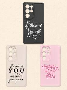 3件套多色字母印花手机壳，带摄像头保护，兼容和Galaxy智能手机 - 彩色 - 查看 28